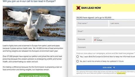 BirdLife Dilekçesi: Avrupada Kurşunlu Mühimmat ve Olta Kurşunları Yasaklansın